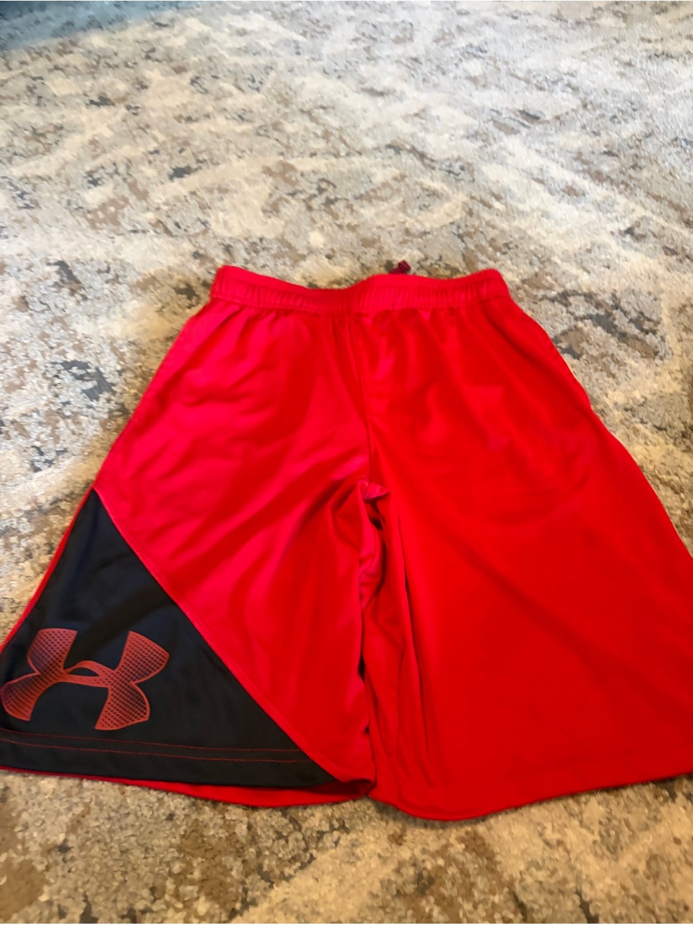 Under Armour Red Basketball Shorts with Black Panel and Logo